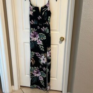 Tropical slit maxi dress